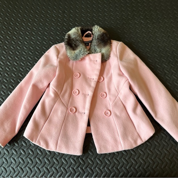 George Pink Double Breasted Coat with Faux Fur Collar - Picture 2 of 7